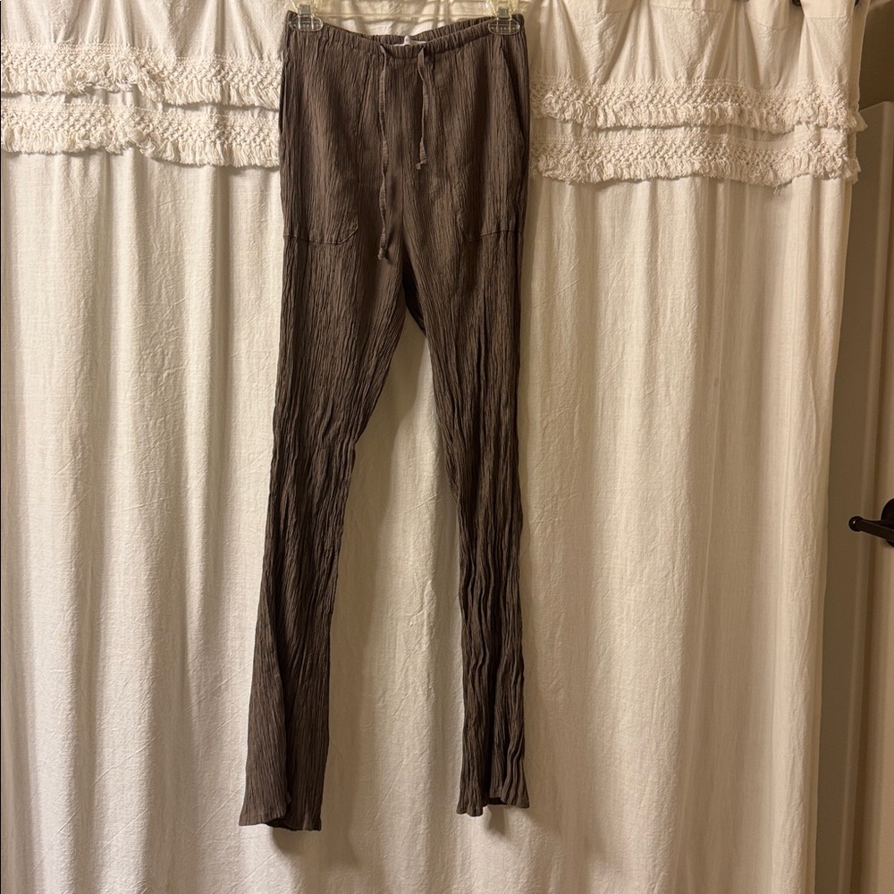 Brown Textured Pants